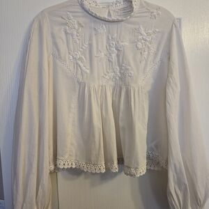 Elegant Cream Embroidered Women's Top